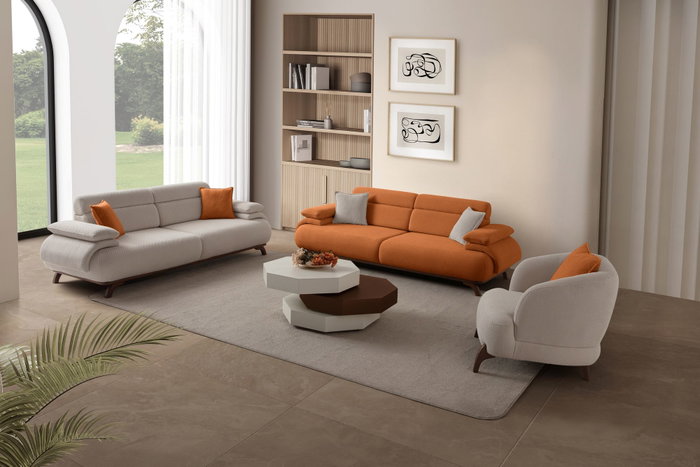 Atelier Del Sofa Bonjo Walnut - Sofá de 3 plazas Rojo azulejo Atelier Del Sofa Bonjo Walnut - Sofá de 3 plazas Rojo azulejo
